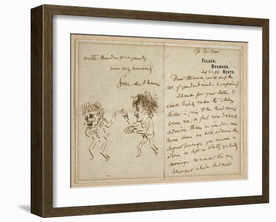 Letter with Drawing of Whistler Menacing Du Maurier, 1894-George L. Du Maurier-Framed Giclee Print