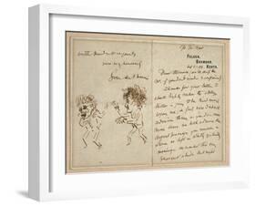 Letter with Drawing of Whistler Menacing Du Maurier, 1894-George L. Du Maurier-Framed Giclee Print