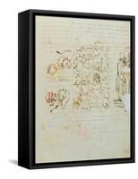 Letter with Drawing Sent to Balzac's Sister Laure, 1821-Honore de Balzac-Framed Stretched Canvas