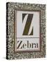 Letter Z: Zebra. Gold Letter With Decorative Border-null-Stretched Canvas