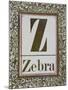Letter Z: Zebra. Gold Letter With Decorative Border-null-Mounted Giclee Print