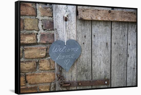 Lettered Slate Heart, Old Door, 'Welcome Home'-Andrea Haase-Framed Stretched Canvas