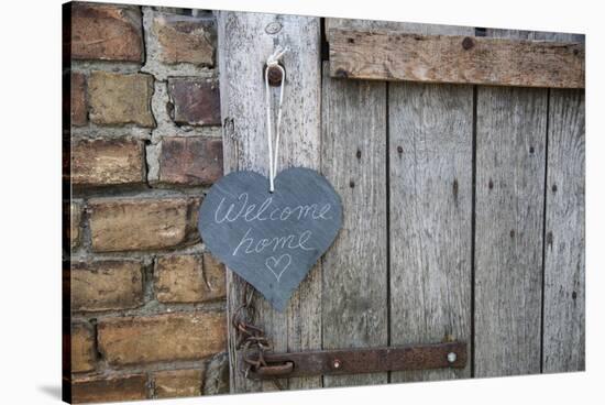 Lettered Slate Heart, Old Door, 'Welcome Home'-Andrea Haase-Stretched Canvas