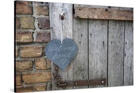 Lettered Slate Heart, Old Door, 'Welcome Home'-Andrea Haase-Stretched Canvas