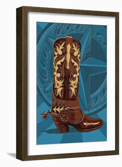 Letterpress Boot - Nashville, Tennessee-Lantern Press-Framed Art Print