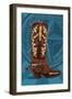 Letterpress Boot - Nashville, Tennessee-Lantern Press-Framed Art Print