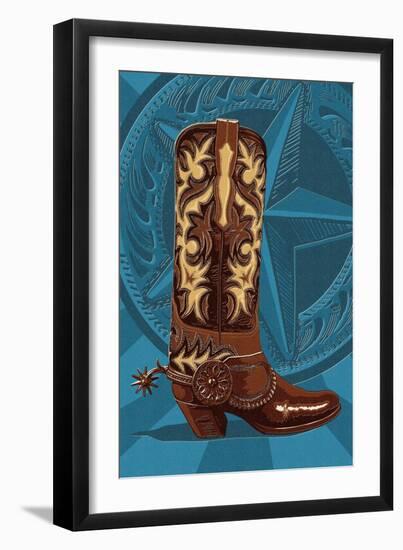 Letterpress Boot - Nashville, Tennessee-Lantern Press-Framed Art Print