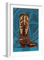 Letterpress Boot - Nashville, Tennessee-Lantern Press-Framed Art Print