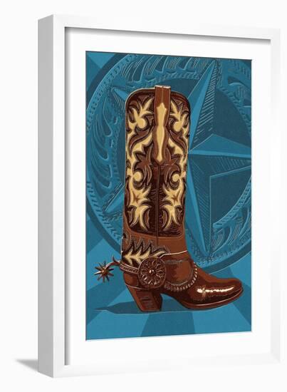 Letterpress Boot - Nashville, Tennessee-Lantern Press-Framed Art Print