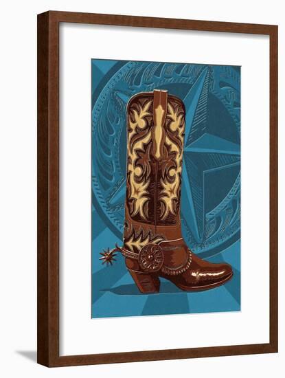 Letterpress Boot - Nashville, Tennessee-Lantern Press-Framed Art Print