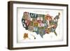 Letterpress USA Map Warm-Michael Mullan-Framed Art Print