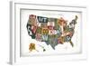 Letterpress USA Map Warm-Michael Mullan-Framed Art Print