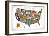 Letterpress USA Map Warm-Michael Mullan-Framed Premium Giclee Print