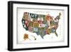 Letterpress USA Map Warm-Michael Mullan-Framed Premium Giclee Print
