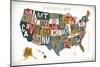 Letterpress USA Map Warm-Michael Mullan-Mounted Premium Giclee Print