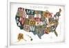 Letterpress USA Map Warm-Michael Mullan-Framed Art Print