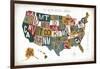 Letterpress USA Map Warm-Michael Mullan-Framed Art Print