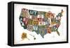 Letterpress USA Map Warm-Michael Mullan-Framed Stretched Canvas