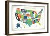 Letterpress USA Map-Michael Mullan-Framed Art Print