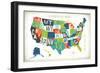 Letterpress USA Map-Michael Mullan-Framed Art Print