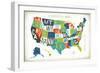 Letterpress USA Map-Michael Mullan-Framed Art Print