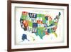 Letterpress USA Map-Michael Mullan-Framed Art Print