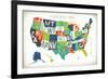 Letterpress USA Map-Michael Mullan-Framed Art Print