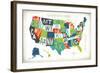 Letterpress USA Map-Michael Mullan-Framed Art Print