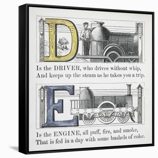 Letters D and E: Driver and Engine Illustrations-null-Framed Stretched Canvas
