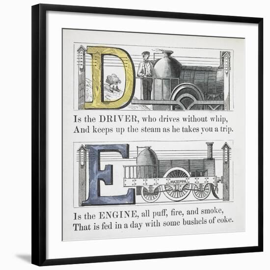 Letters D and E: Driver and Engine Illustrations-null-Framed Giclee Print