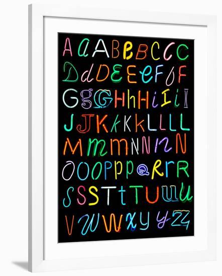 Letters Of The Alphabet Made From Neon Signs-Karimala-Framed Art Print