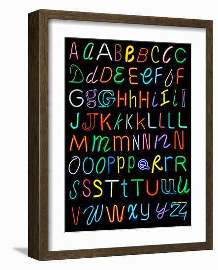 Letters Of The Alphabet Made From Neon Signs-Karimala-Framed Art Print