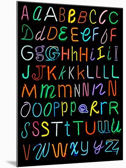 Letters Of The Alphabet Made From Neon Signs-Karimala-Mounted Art Print
