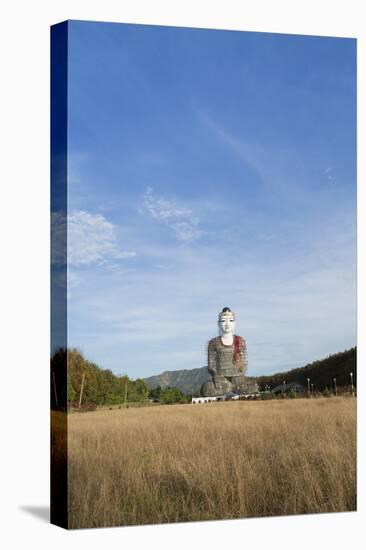 Lettet Sitting Buddha under Construction, Mon, Myanmar (Burma), Southeast Asia-Alex Robinson-Stretched Canvas