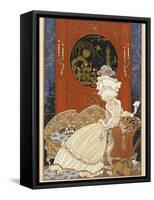 Lettre A woman reading a letter-Georges Barbier-Framed Stretched Canvas