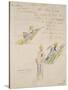 Lettre autographe; croquis de trois pêcheurs-Alfred Sisley-Stretched Canvas