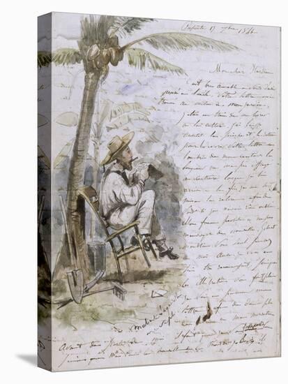 Lettre autographe: Lettre à Hardin; Charles Giraud lisant la lettre de son ami à l'ombre d'un-Sébastien Charles Giraud-Stretched Canvas