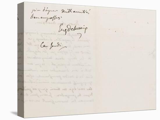 Lettre autographe signée à Augustin Varcollier, jeudi (Mai 1840)-Eugene Delacroix-Stretched Canvas