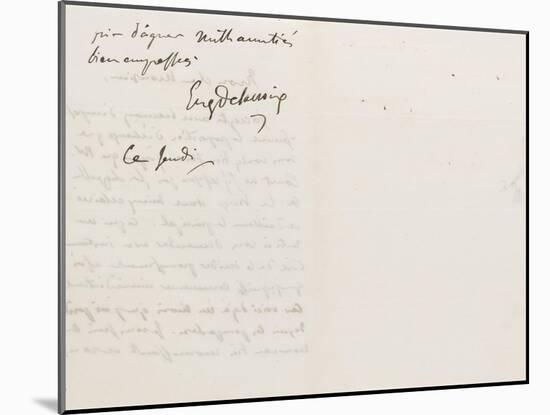 Lettre autographe signée à Augustin Varcollier, jeudi (Mai 1840)-Eugene Delacroix-Mounted Giclee Print