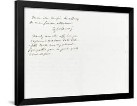Lettre autographe signée à Berryer, 29 Juillet 1861-Eugene Delacroix-Framed Giclee Print