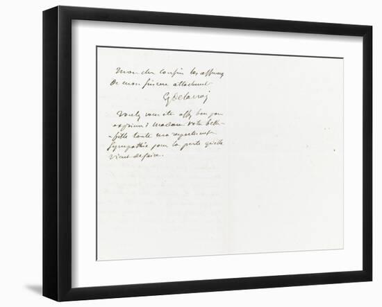 Lettre autographe signée à Berryer, 29 Juillet 1861-Eugene Delacroix-Framed Giclee Print