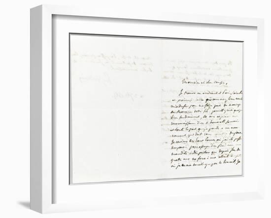 Lettre autographe signée Eugène Delacroix à P.A Berryer, 3 Septembre 1845-Eugene Delacroix-Framed Giclee Print