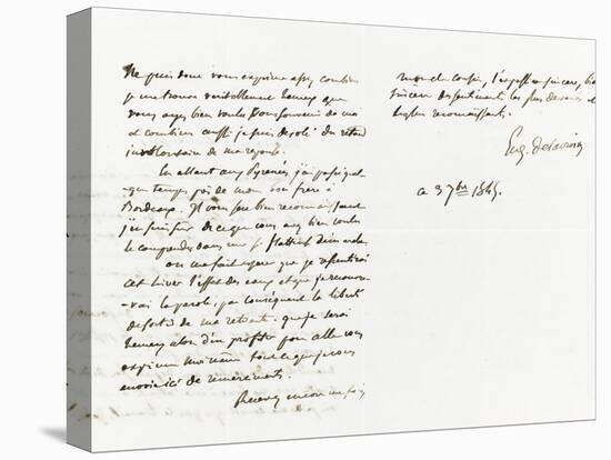 Lettre autographe signée Eugène Delacroix à P.A Berryer, 3 Septembre 1845-Eugene Delacroix-Stretched Canvas