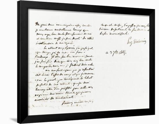 Lettre autographe signée Eugène Delacroix à P.A Berryer, 3 Septembre 1845-Eugene Delacroix-Framed Giclee Print