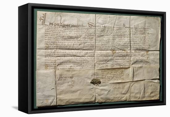 Lettre de Louis XI accordant la nationalité française à trois imprimeurs allemands, 1475-null-Framed Stretched Canvas