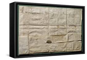 Lettre de Louis XI accordant la nationalité française à trois imprimeurs allemands, 1475-null-Framed Stretched Canvas