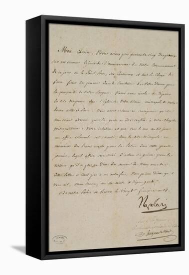 Lettre de Napoléon au cardinal de Paris après Austerlitz-null-Framed Stretched Canvas