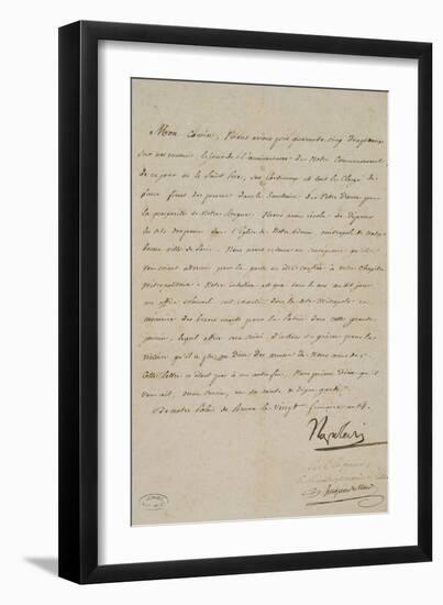 Lettre de Napoléon au cardinal de Paris après Austerlitz-null-Framed Giclee Print