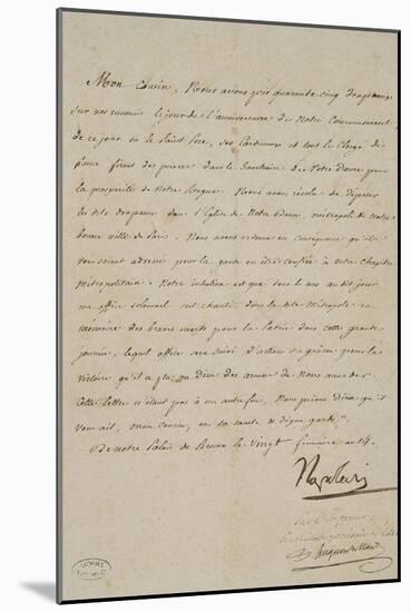 Lettre de Napoléon au cardinal de Paris après Austerlitz-null-Mounted Giclee Print