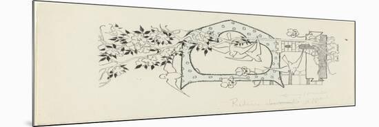 Lettre ornée  D , éléments architecturaux, oiseaux et branches d'arbres fruitiers-Emile Causé-Mounted Giclee Print